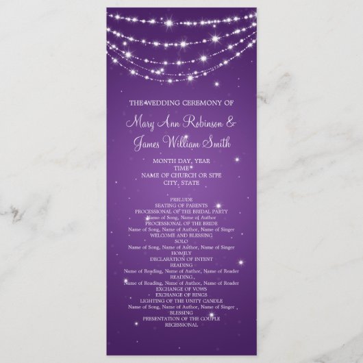 Elegant huwelijksprogramma sprankelende ketting Pa Programma (Voorkant)