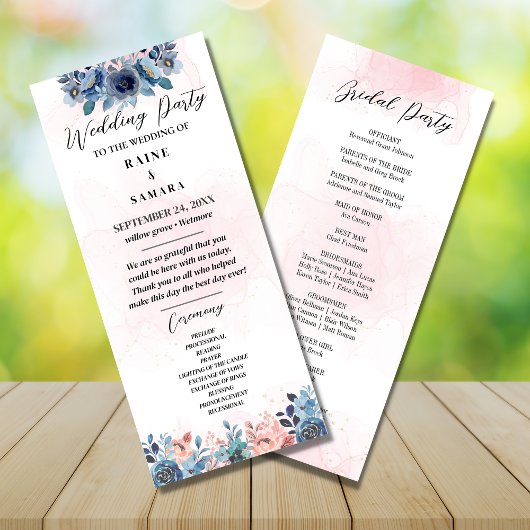 Elegant huwelijksprogramma voor het bruiloftsgezel menu