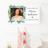 Elegant Hydrangea Aangepast Foto 60e verjaardag Spandoek (Insitu)