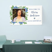 Elegant Hydrangea Aangepast Foto 60e verjaardag Spandoek (Beurs)