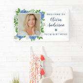 Elegant Hydrangea Aangepaste foto 70e verjaardag Spandoek (Insitu)