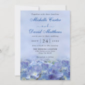 Elegant Hydrangea Blue Florals Wedding Invitation Kaart (Voorkant)