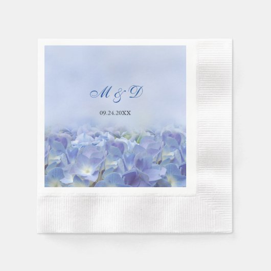 Elegant Hydrangea Blue Florals Wedding Napkins Servet (Voorkant)