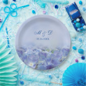 Elegant Hydrangea Blue Florals Wedding Papieren Bordje (Feest)