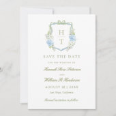 Elegant Hydrangea Crest Wedding  Save The Date (Voorkant)