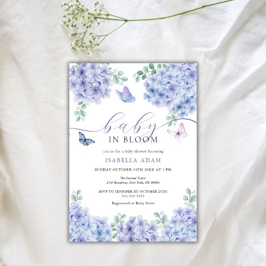 Elegant Hydrangea Floral Garden Baby shower Kaart