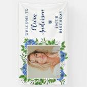 Elegant Hydrangea Foto 100e verjaardag Spandoek (Verticaal)