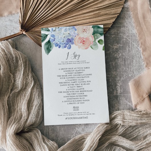 Elegant Hydrangea I Spy Photo Scavenger Hunt Game Flyer