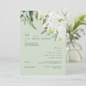 Elegant Hydrangea Licht Sage Vrijgezellenfeest Kaart (Staand voorkant)