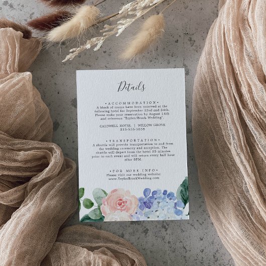 Elegant Hydrangea Mariage Détails Carte de boîtier