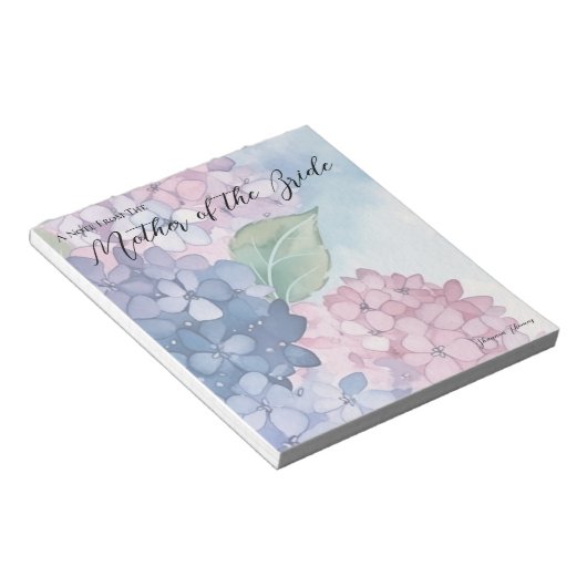 Elegant Hydrangea Mother Of The Bride Notepad Notitieblok (Schuin)