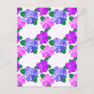 Elegant Hydrangea Pink Purple Flowers Bouquet Feestdagenkaart