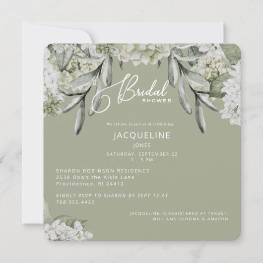 Elegant Hydrangea Sage Vrijgezellenfeest Kaart (Voorkant)