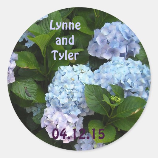 Elegant Hydrangea Sla de datum op Ronde Sticker (Voorkant)