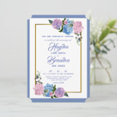 Elegant Hydrangea Wedding Invitation Kaart (Staand voorkant)
