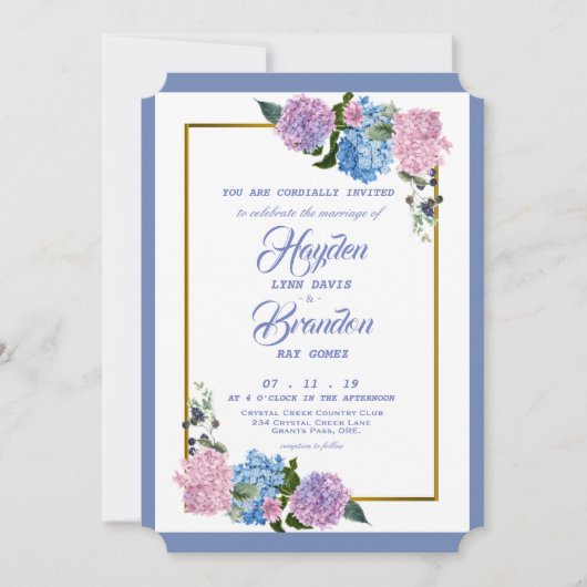 Elegant Hydrangea Wedding Invitation Kaart (Voorkant)