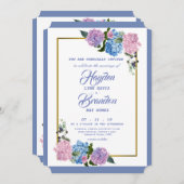 Elegant Hydrangea Wedding Invitation Kaart (Voorkant / Achterkant)