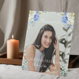 Elegant Hydrangea Wedding Reserved Memorial Chair Reclamebord Met Voetstuk