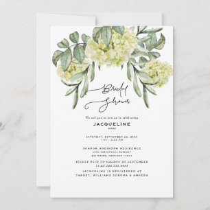 Elegant Hydrangea White Bridal Shower Invitation Kaart