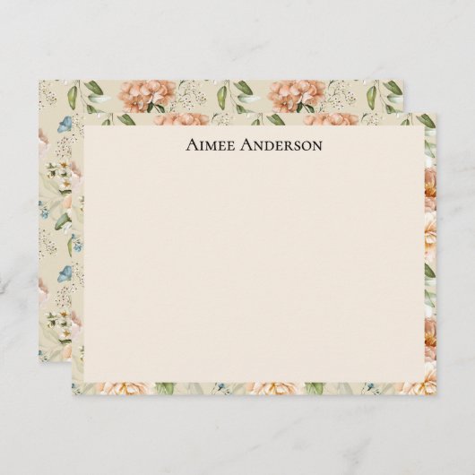 Elegant Hydrangeas Peonies Floral Pattern Frame Notitiekaartje (Voorkant / Achterkant)
