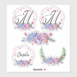 Elegant Hydrangeas   Wreaten   Monogram   Brief M Sticker