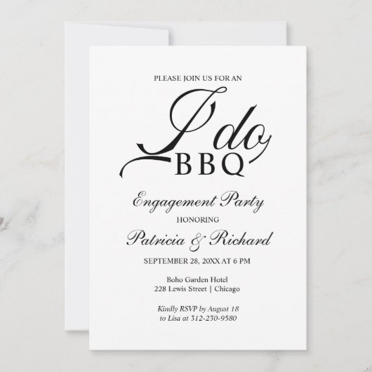 Élégant I DO BBQ Engagement Party Invitation (Devant)