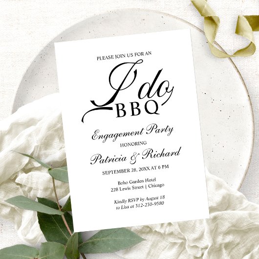 Élégant I DO BBQ Engagement Party Invitation