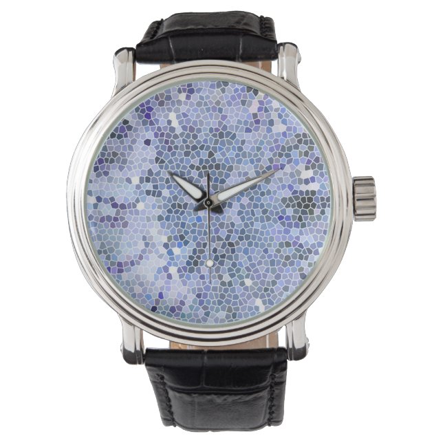 Elegant ice blue mosaic horloge (Voorkant)