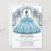 Elégant Ice Blue Quinceañera Invitation (Devant)