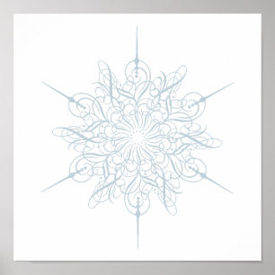 Elegant Ice Blue Sneeuwvlok Kerst Poster