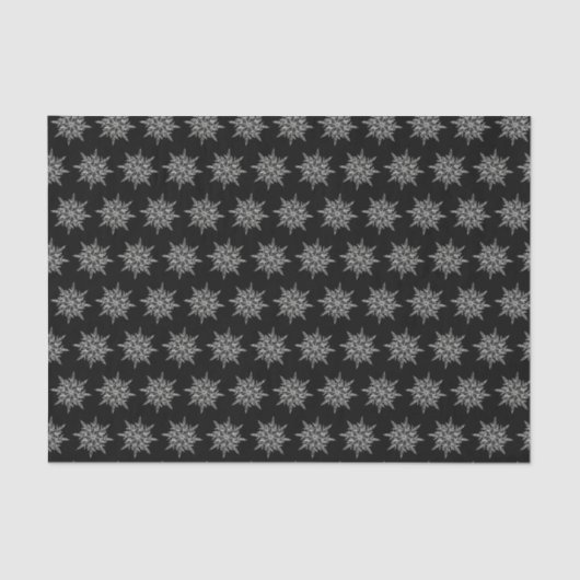 Elegant Ice Crystals Pattern on Black Tissuepapier (Voorkant)