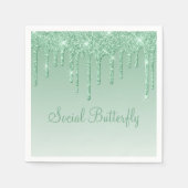 Elegant Ice Green Glitter Script Sparkle Modern Servet (Voorkant)