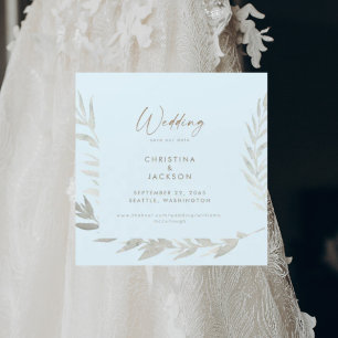 Elegant Icy Blue Bruiloft Save the Date Magnetische Uitnodiging