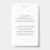 Elegant ID Badge Custom Photo Small Business Blue (Arrière)