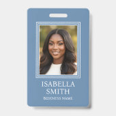 Elegant ID Badge Custom Photo Small Business Blue (Avant)