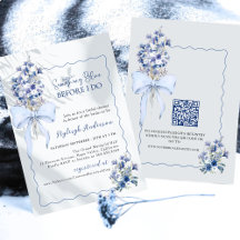 Elegant Iets Blauw Bloemen QR Code Bruids Showe