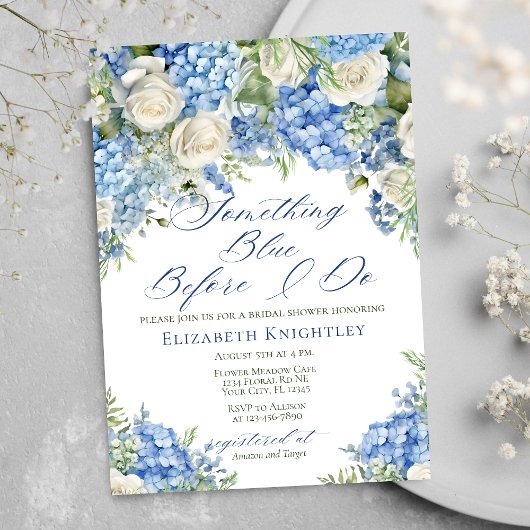 Elegant Iets Blauw Hydrangea Vrijgezellenfeest Kaart