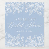 Elegant Iets Blue Floral Vrijgezellenfeest Wijn Etiket (Enkel label)
