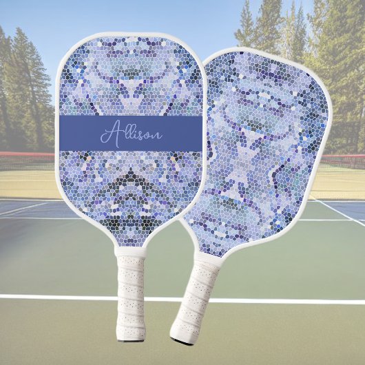 Elegant ijsblauw mozaïek, modern op maat pickleball paddle