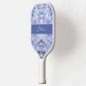 Elegant ijsblauw mozaïek, modern op maat pickleball paddle (Links)