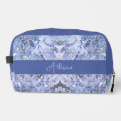 Elegant ijsblauw mozaïek, modern op maat toilettasje (Voorkant)