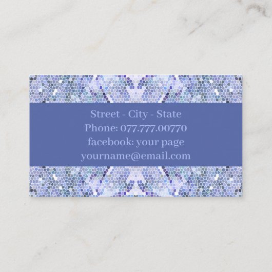 Elegant ijsblauw mozaïek, modern op maat visitekaartje (Achterkant)