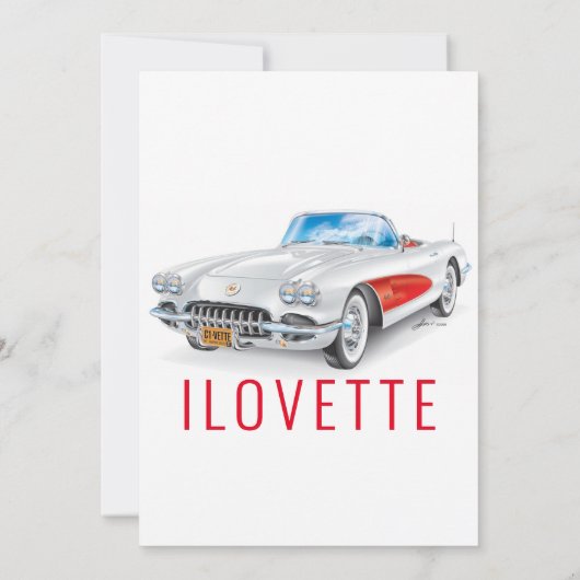 Elegant Ilovette Design Corvette C1 Ilustratie Kaart (Achterkant)