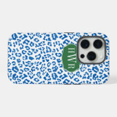 Élégant imprimé léopard bleu et blanc monogrammé (Verso Horizontal)