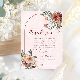 Elegant in de herfst Roze Tonen bruiloft Bedankkaart