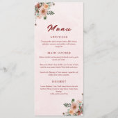 Elegant in de herfst Roze Tonen bruiloft Menu (Voorkant)