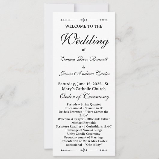 Elegant in het liefdevolle geheugen bruiloft progr (Voorkant)