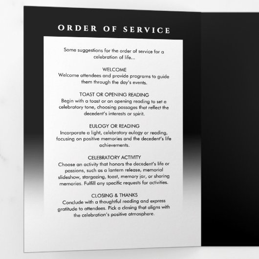 Elegant in liefdevolle herinnering 2-foto begrafen drieluik programma (Binnenzijde eerst)