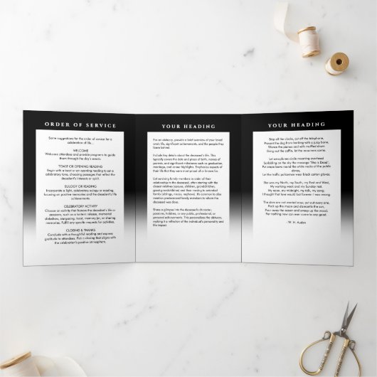 Elegant in liefdevolle herinnering 2-foto begrafen drieluik programma (Binnen)