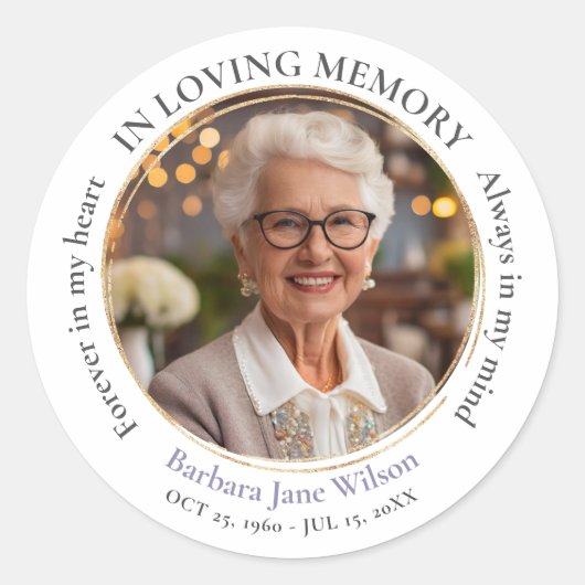 Elegant in liefdevolle herinnering begrafenis ronde sticker (Voorkant)